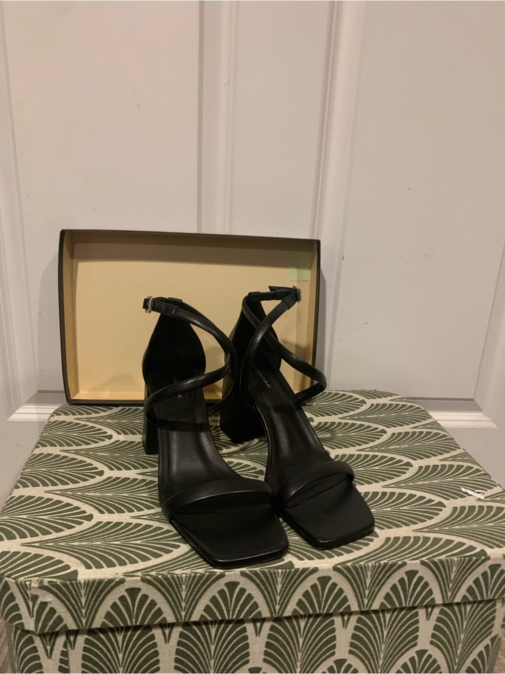 Black Strappy Block Heel Sandals - Women's Dress Shoes